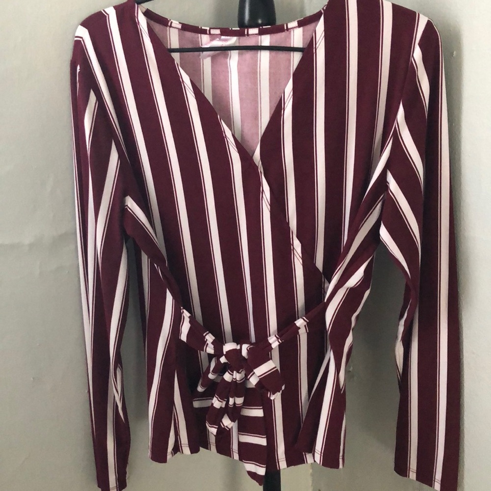 Plum/stripped wrap Dress top